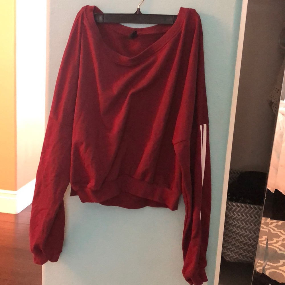 red stripped pullover